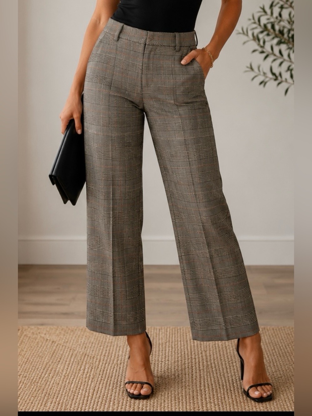 LOFT Slim Fit Classic Glen plaid pattern Pants